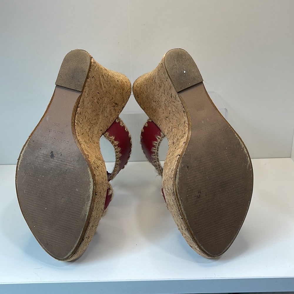 Colin Stuart Red Leather Wedge Sandals Size 8.5 - image 7